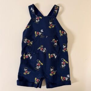 Disney Navy Blue Mickey Mouse Overalls with Red and Yellow Accents